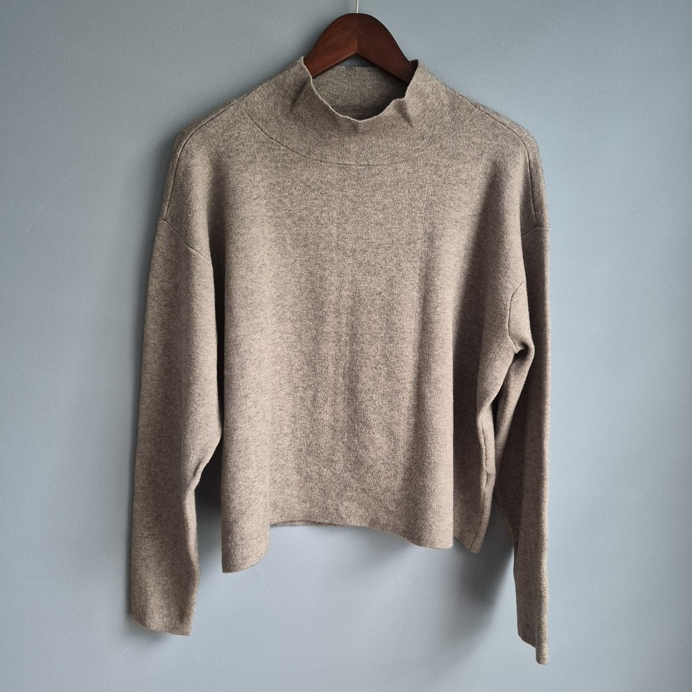 Quince Gray Pullover Mock Neck Sweater Size Small